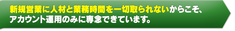 新規営業に人材と業務時間を一切取られないからこそ、アカウント運用のみに専念できています。